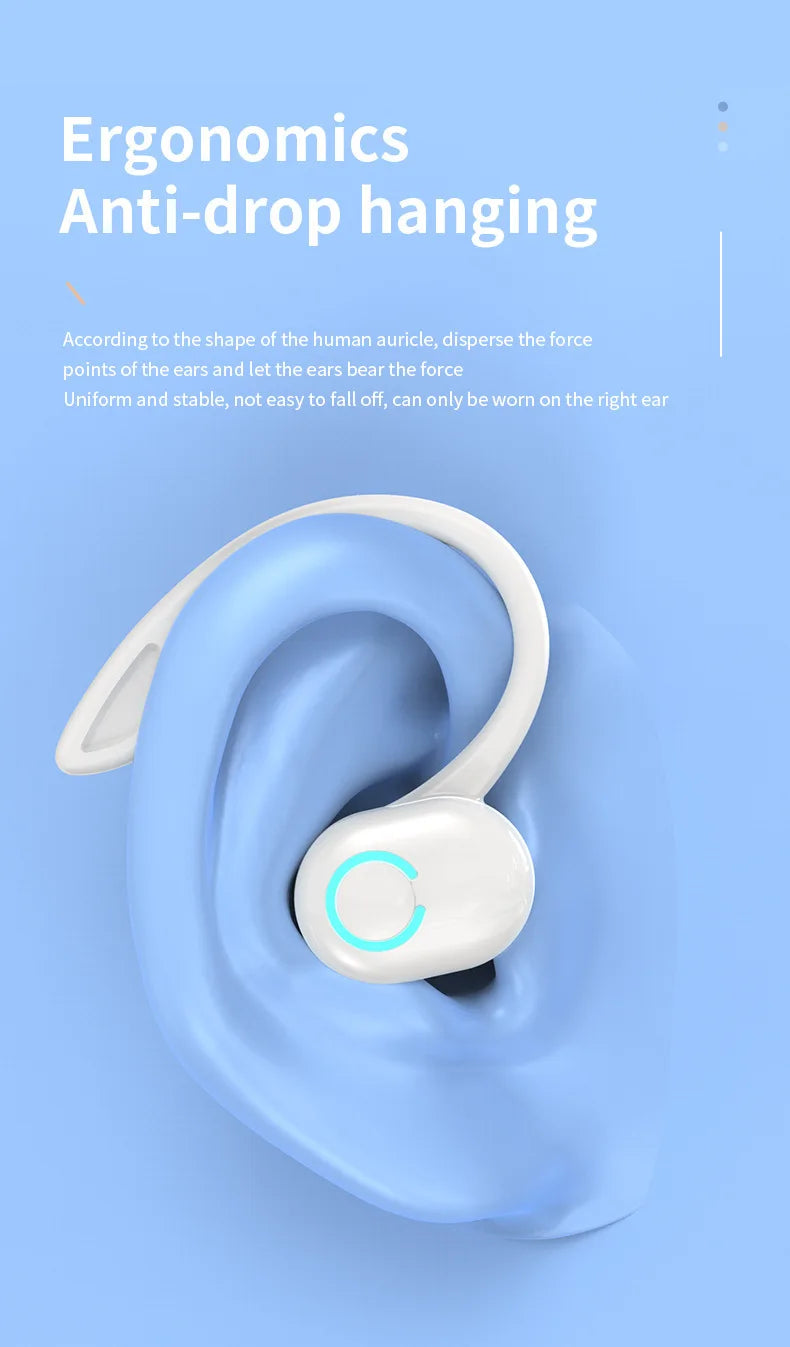 Bluetooth 5.2 Business Wireless Headphone Ear-Hook Mini HIFI Bass Noise Cancelling Earphone With Mic Sport Game Headset