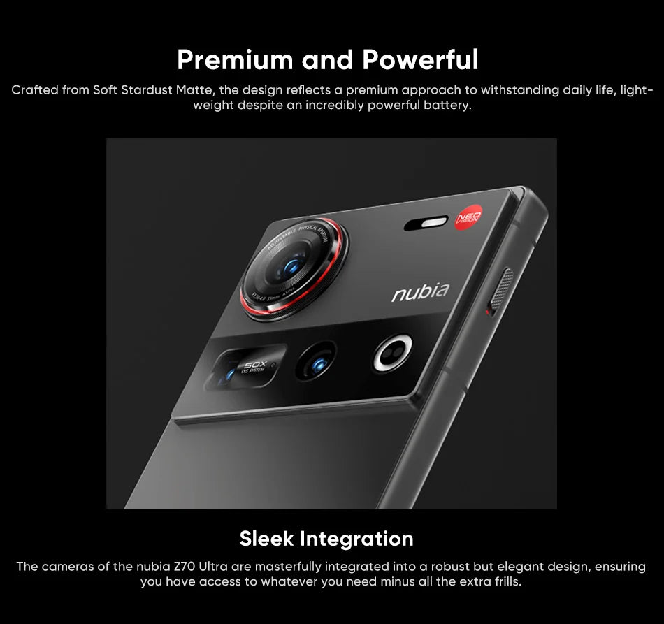 New Nubia Z70 Ultra Global Version 6.85"AMOLED 144Hz Screen Snapdragon 8 Elite Android 15 6150mAh Battery 80W Charging NFC IP69