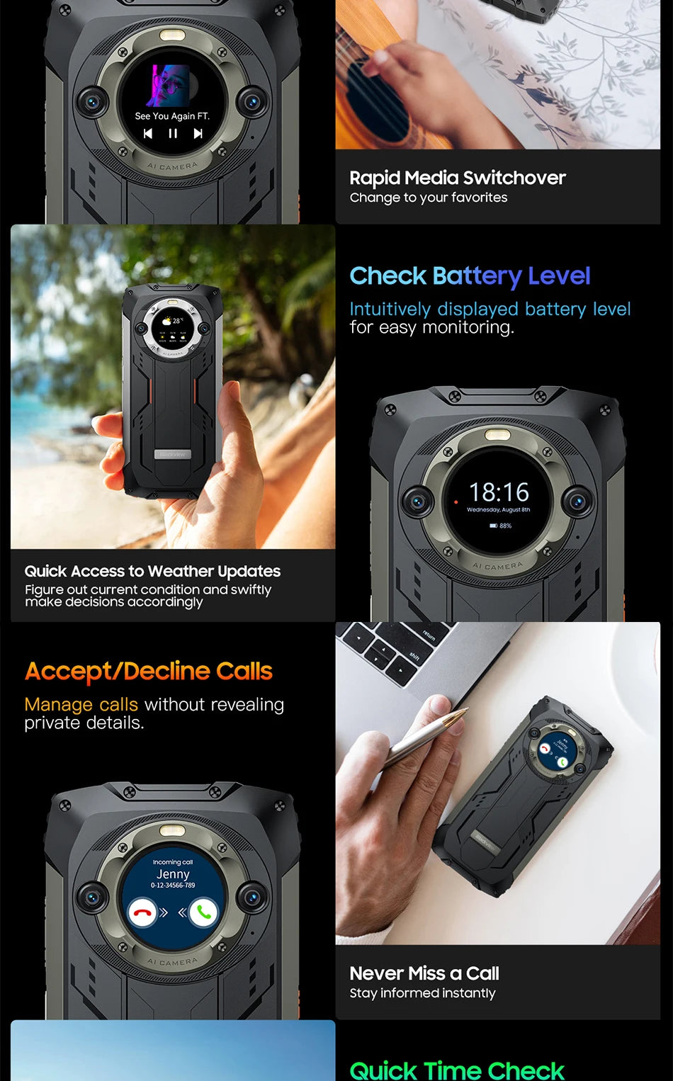 Blackview BV9300 Pro Rugged Phone 6.7'' 120Hz Display 8/12GB 256GB Smartphone With Dual Screen 15080mAh Battery 64MP Cellphone