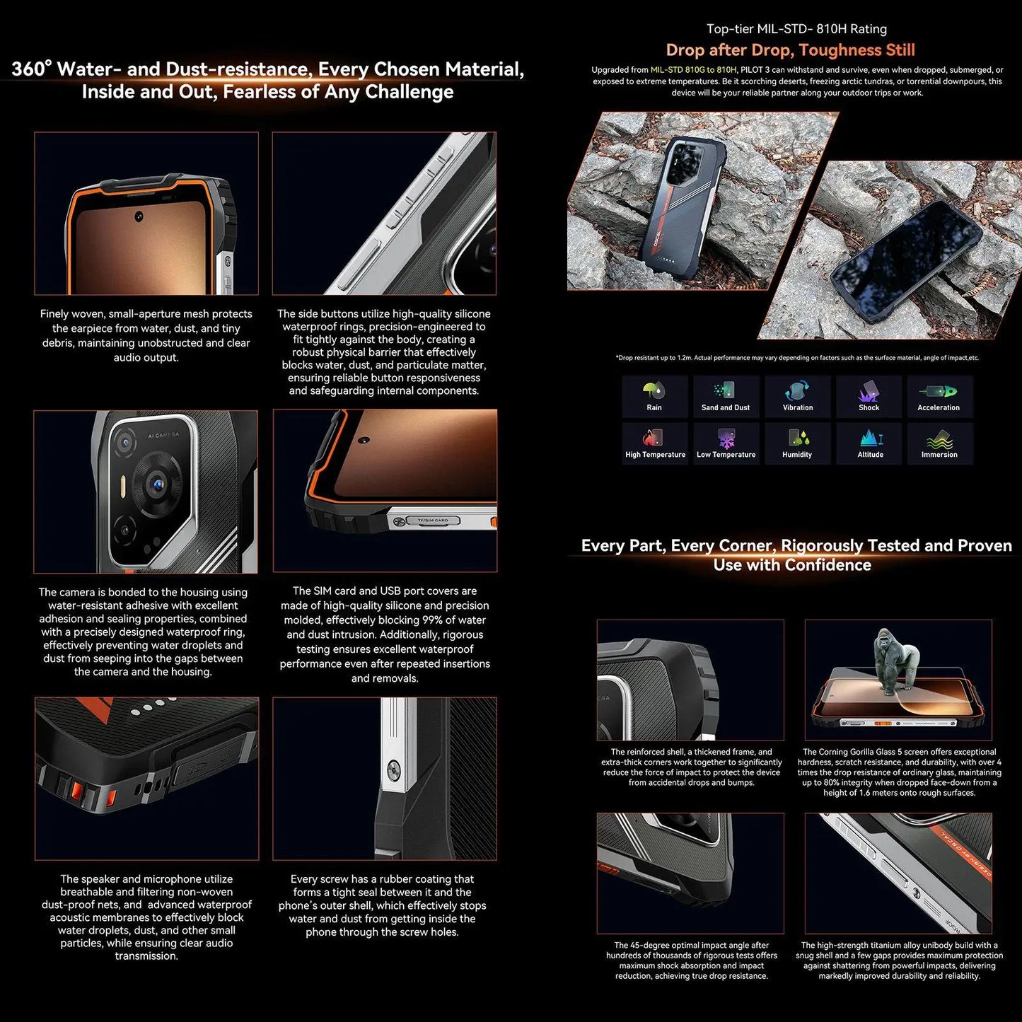 Blackview Oscal Pilot 3 5G AI Rugged Phone 12GB+256GB 6.78" 2.4K Display 7500Amh Battery Android 15 MTK 6300 5G NFC Smartphone