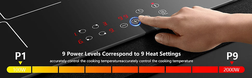 Induction Hob 4 Plates Built-in Electric Cooktop 60cm Booster Touch Control 6000W 9 Power Levels 1-99Minute Timer Child Lock