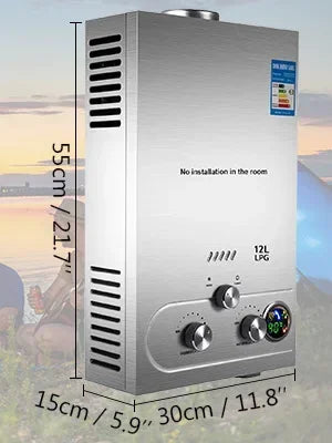 VEVOR 6L-18L Propane Gas Tankless Water Heater, Bathroom heating instant,Outdoors Water Heater Boiler Car Camping
