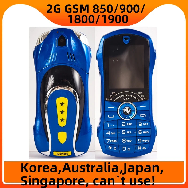 Car Shape Push Button Mobile Phone 1.8 Inch Mini Student Dual Sim 0.3MP CellPhone MP3 Wireless FM Luxury Type-C Telephone