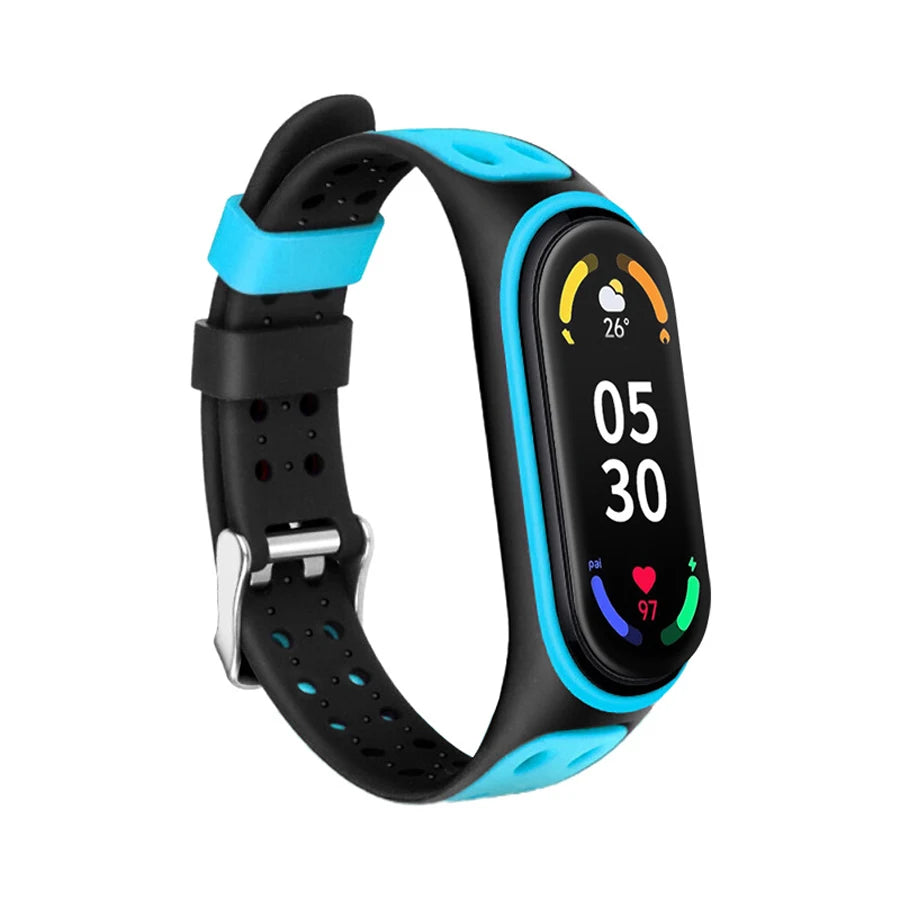 Bracelet for Xiaomi Mi Band 7 6 5 4 Silicone Wrist Replacement Wristband Breathable Double Buckle Luxury for Miband 6 5 4 Strap