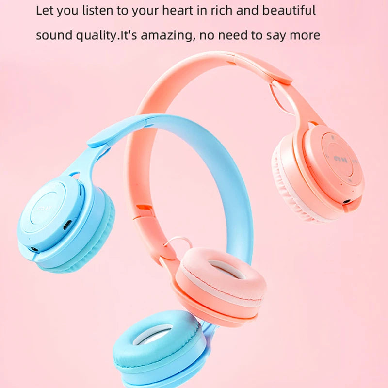 Kids Headphones Wireless Bluetooth Earphones Stereo Foldable Helmets Gaming Headsets Over-ear Headphones for Android ios Music