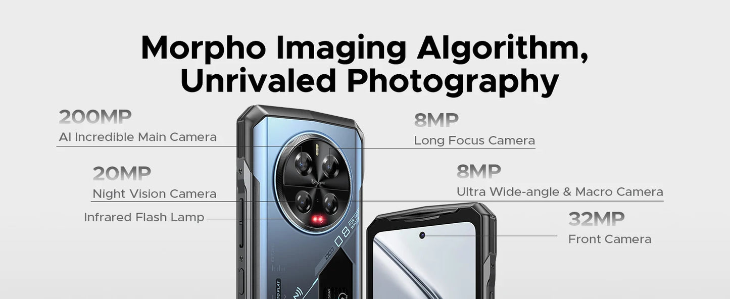 DOOGEE V40 Pro 5G Rugged Phone 1.47" Rear Display 16GB+512GB Dimensity 7300 200MP AI Camera 8680mAh Battery 5g Gaming Phone