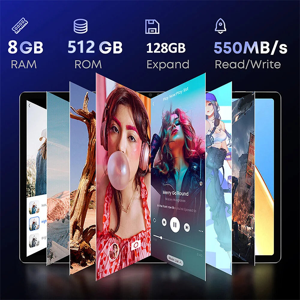 New 10.1 Inch Tablet PC 8GB RAM 512GB ROM 10 Core AI Speed-up Tablets Google Play 4G LTE Phone Call Dual SIM Dual WiFi Android12