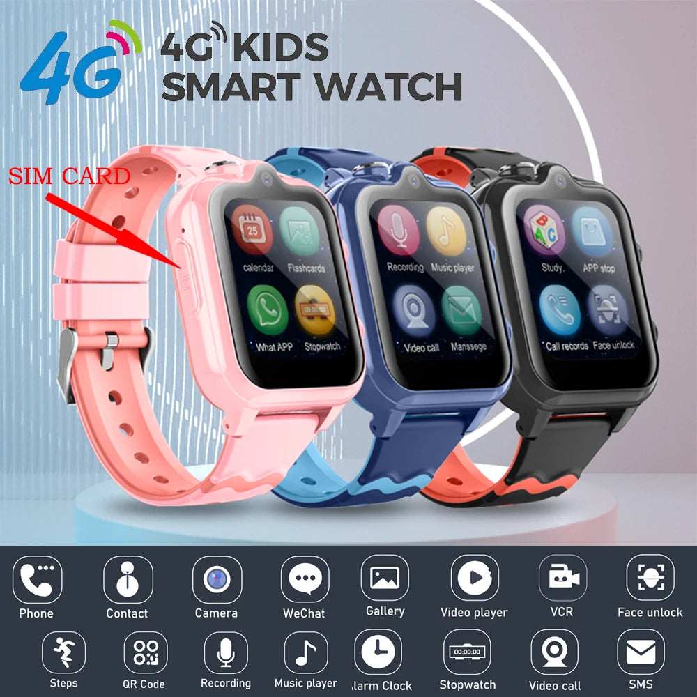 D35 4G Kids Smart Watch Video SIM ROM 8GB Call Phone Watch Monitor GPS SOS Location Monitor Children Boy Girl Smartwatch Gifts