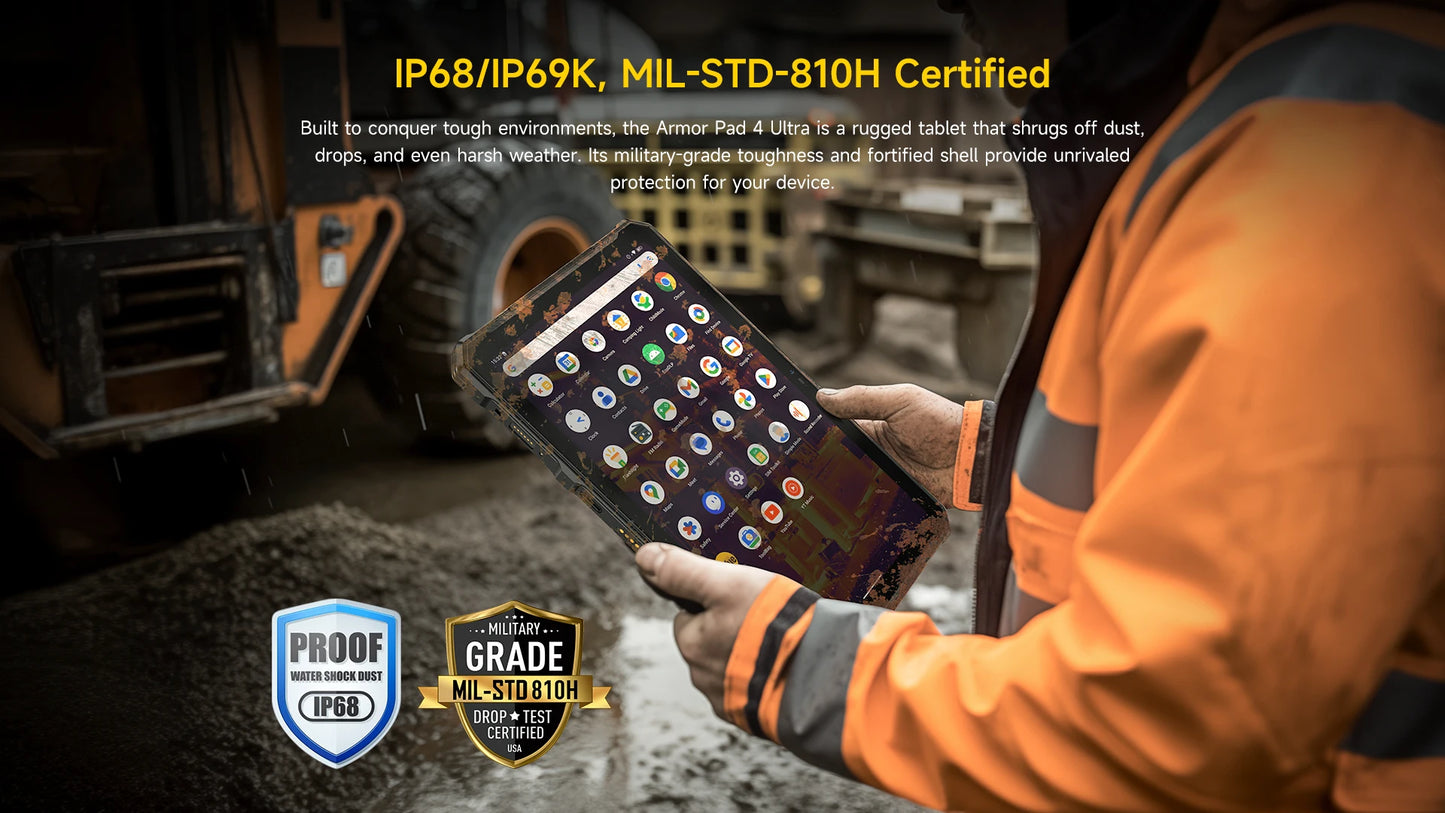 Ulefone Armor Pad 4 Ultra 5G Rugged Tablet Thermal lmaging 10.36"2K Up to 16GB RAM 256GB ROM Android 14 11800mAh
