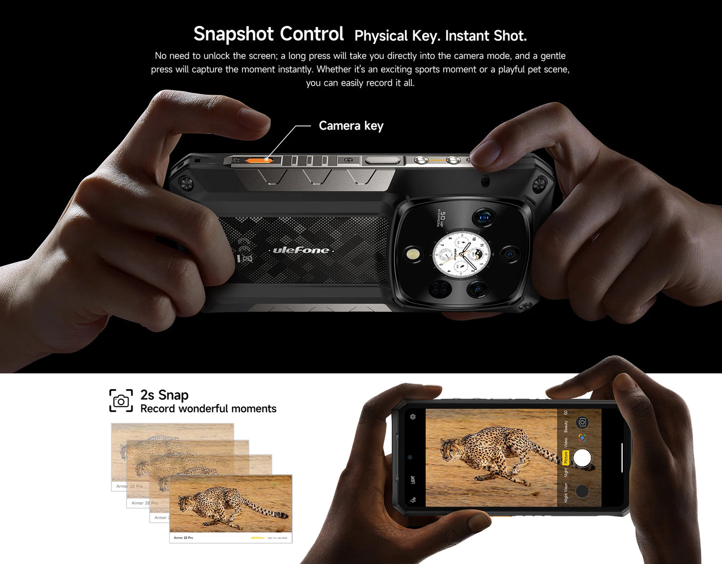 Ulefone Armor 28 Pro 5G AI Rugged Phone 512GB ROM Smartphone 120W MTK Dimensity 7300 10600mAh 6.67”AMOLED 64MP Mobile phone