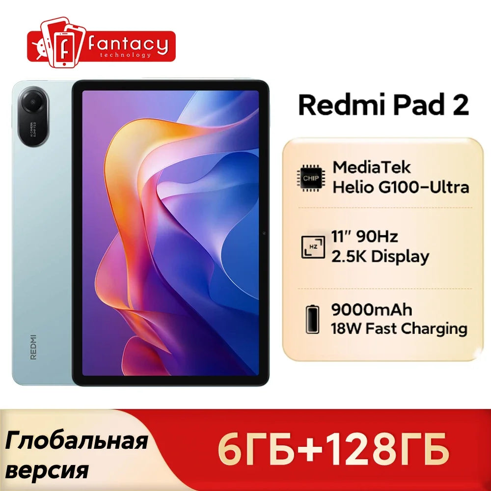 Xiaomi Redmi Pad 2 Global Version 11" 2.5K Crystal-clear Display Advanced Helio G100-Ultra 18W Fast Charging 9000mAh Battery
