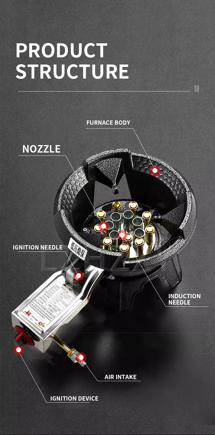 Low-pressure Fierce Fire Gas Stove Commercial Single-hole Liquefied Gas Burner for Hotel Restaurant Energy-saving Gas Cooktop