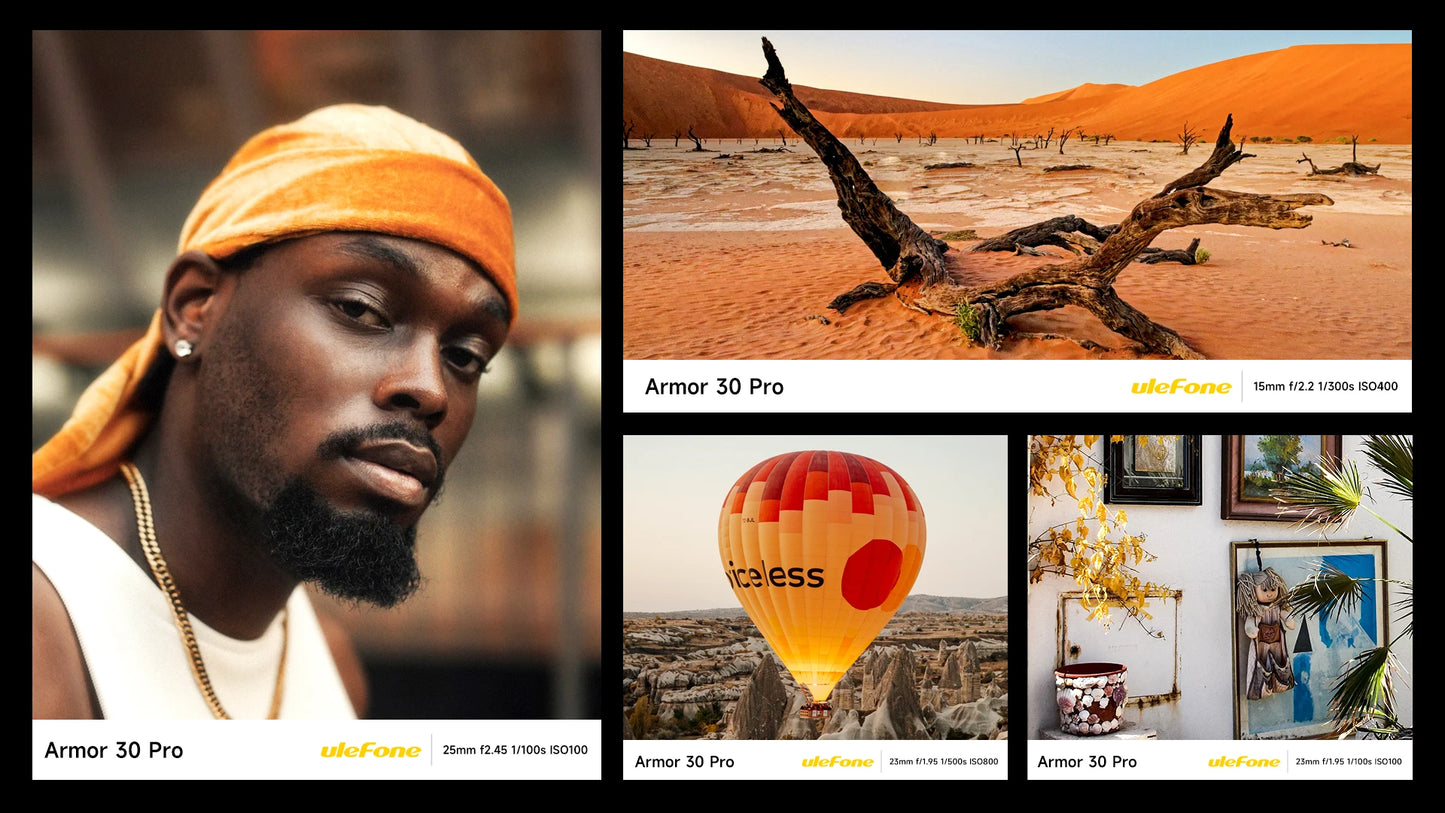 Ulefone Armor 30 Pro 5G Rugged Phone Android 14 Smartphone 6.9" 120Hz 32GB+512GB 12800mAh Night Camera 64MP NFC 66W