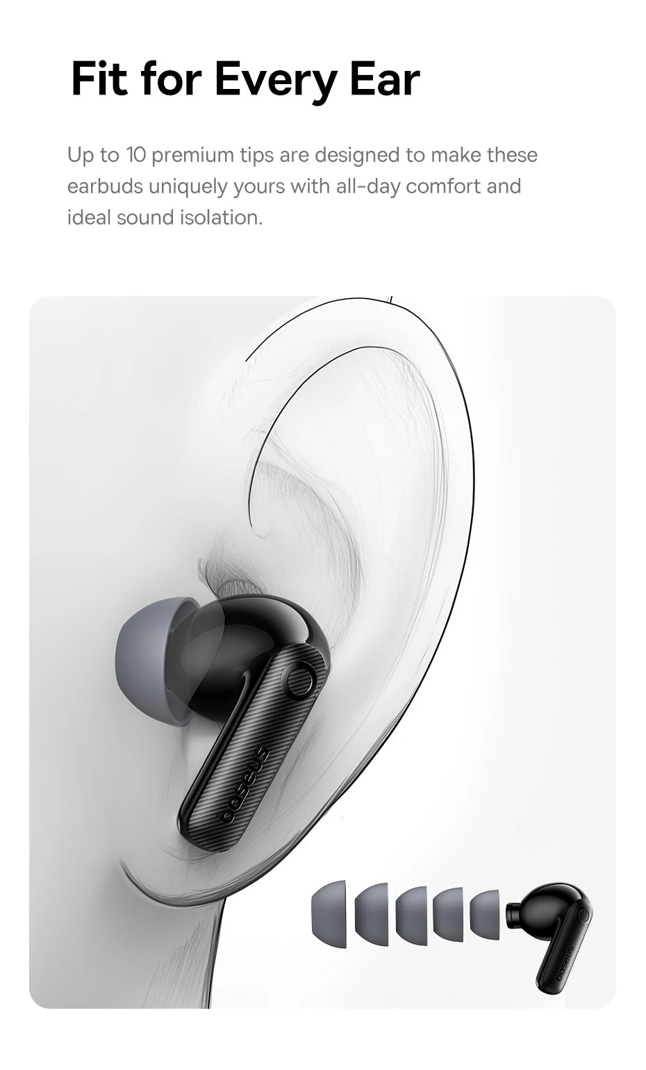 Baseus EP10 Pro ANC Earbuds Wireless Bluetooth 6.0 Earphones 50dB Realtime Adaptive Headphones 6 Mic Hi-Res LDAC IP55 Ear buds