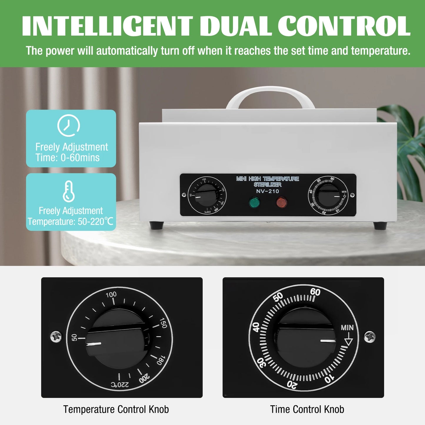 Nail Tool Sterilizer 220V Intelligent Dual Control Dry Heat Disinfection Large Capacity Multiple Use for Spa and Beauty Tools