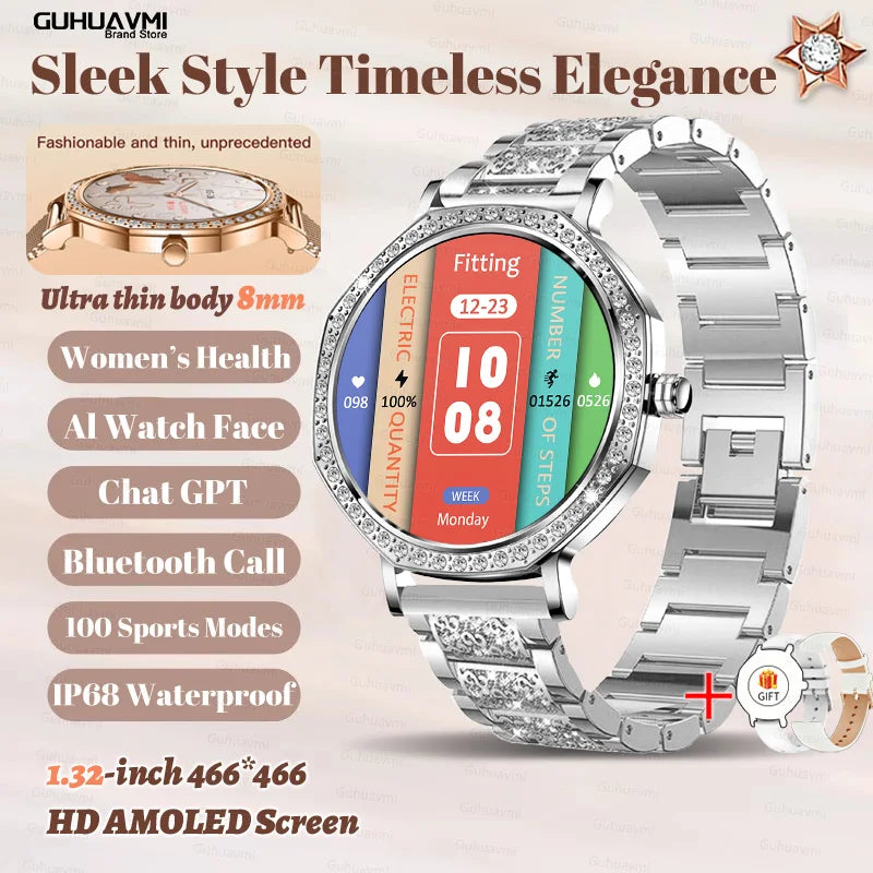 New Women SmartWatch AMOLED Screen Men Watches Bluetooth Call Sport Womens Physical Health IP68 Lady Smart Watch For Android IOS