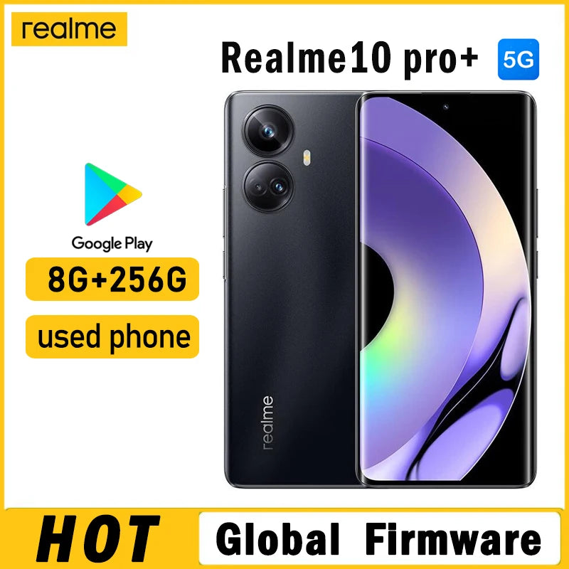 OPPO realme 10 pro plus 5G Global firmware Unlocked 6.7 inch 8GB 256GB Camera 108MP Used Phone