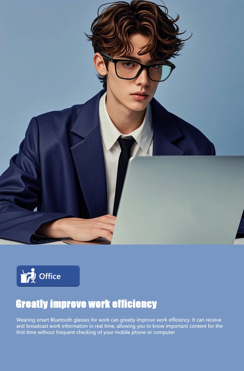 Hot GS05 Smart Glasses For Men 2 in 1 UV Protection Portable Polarized Anti-blue light Black Frame White Lenses Music Sunglasses