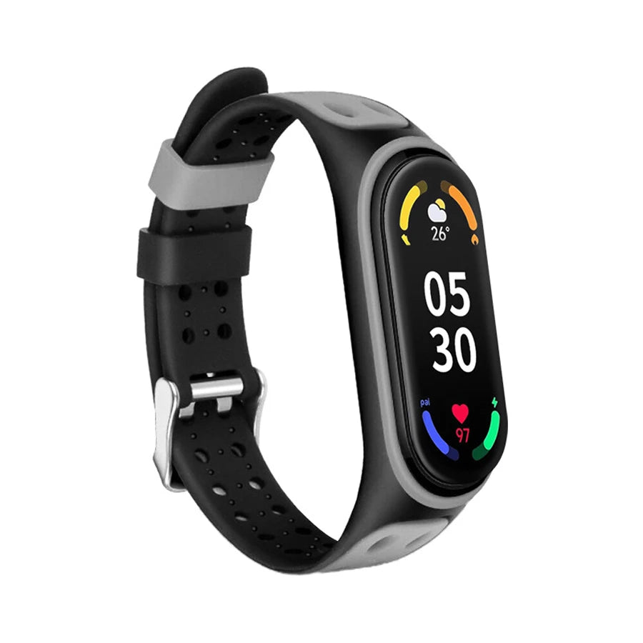 Bracelet for Xiaomi Mi Band 7 6 5 4 Silicone Wrist Replacement Wristband Breathable Double Buckle Luxury for Miband 6 5 4 Strap