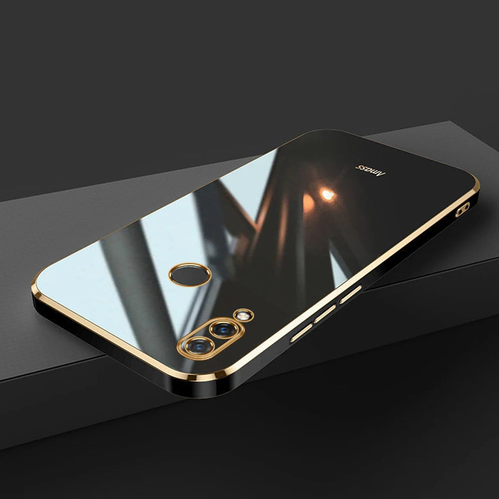 For Huawei Y9 2019 Case Luxury Square Plating JKM-LX1, JKM-LX2, JKM-LX3 Phone Case ShockProof Silicone Back Cover Fundas