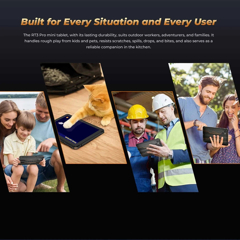 OUKITEL RT3 Pro Rugged Tablet PC 4GB+128GB 8.0'' Android 14 MediaTek G81 Octa Core 48MP Camera 5150mAh 33W Tablet PC