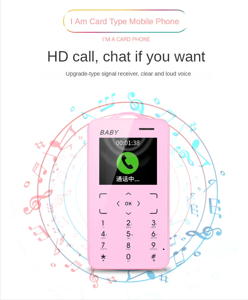 Unlocked Super Mini Card Mobile Phone 1.77 Inch 2G GSM Single SIM MP3 Telephone Bluetooth Dialer FM Blacklist Student CellPhones