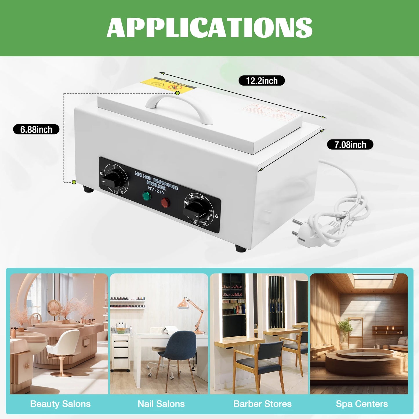 Nail Tool Sterilizer 220V Intelligent Dual Control Dry Heat Disinfection Large Capacity Multiple Use for Spa and Beauty Tools