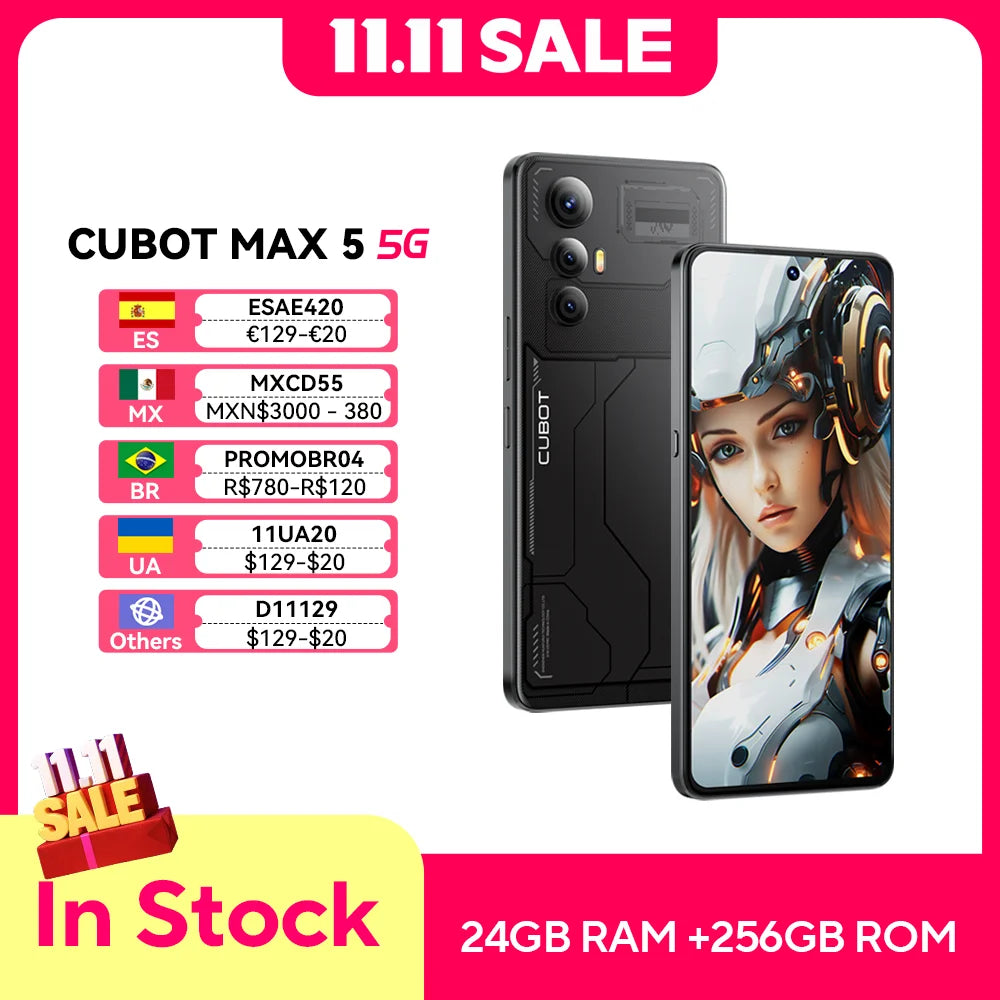 CUBOT MAX 5, Android Smartphone 5G, Dimensity 8200,4nm, 3.1GHz, 6.95-inch 144Hz Large Screen, 24+256GB,Gaming Phone,Add to Cart