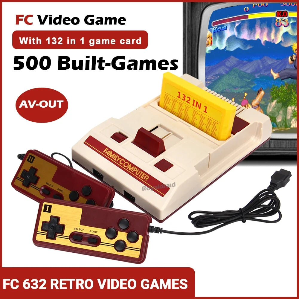 NEW 8Bit Video Game Consol Built-in 500 Classic Games Family Computer TV Game Console Support Game Cartridge For FC Retro Gaming