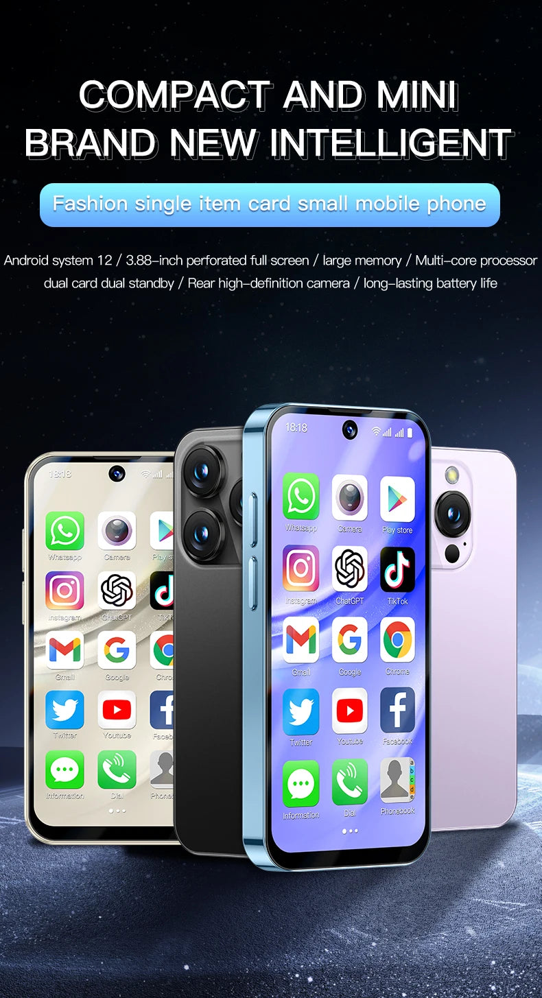 SOYES XS19 Pro 3GB RAM 32GB ROM Android 12.0 Smartphone 1950mAh Face ID 4G LTE Type-C OTG 3.88‘’ Screen Small Phone