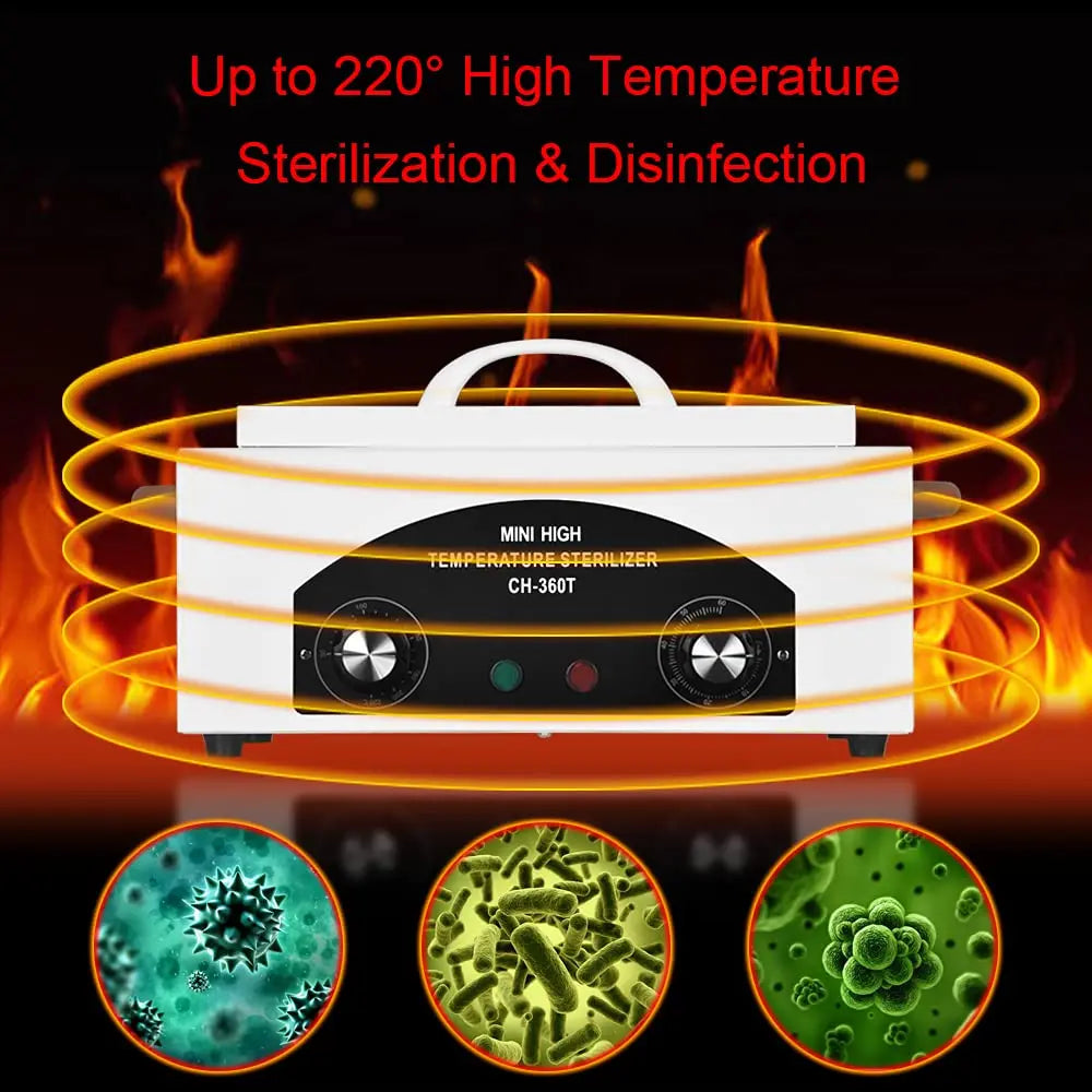 Hot Air Sterilizer 300W Dry Heat Disinfection Foot Care Tattoo Nail Studio Sterilizer Cabinet Autoclave With Timer