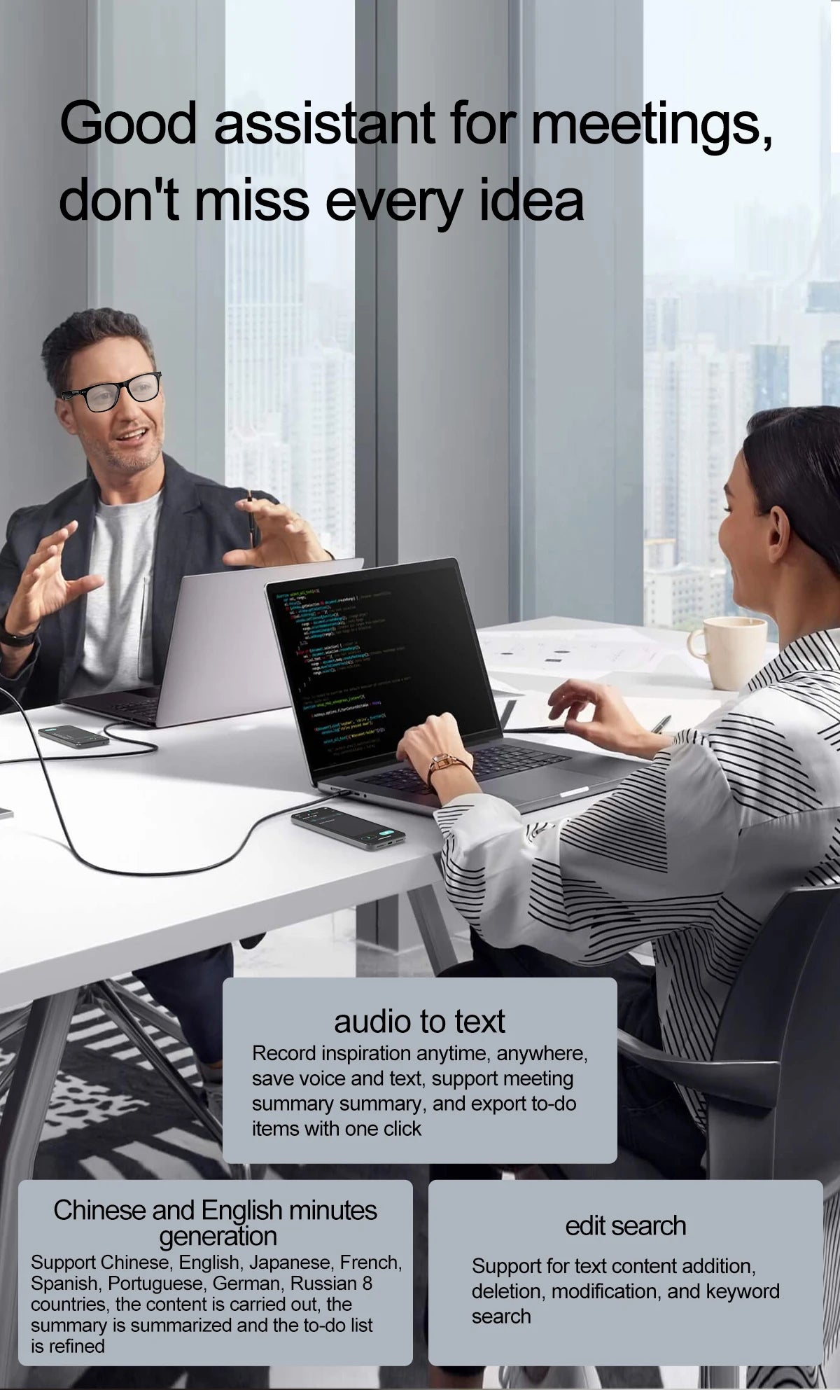 W100 Smart Glasses 163 Online Language AI Automatic Dialogue Translation Bluetooth Glasses with Speaker Sports UV Protection New