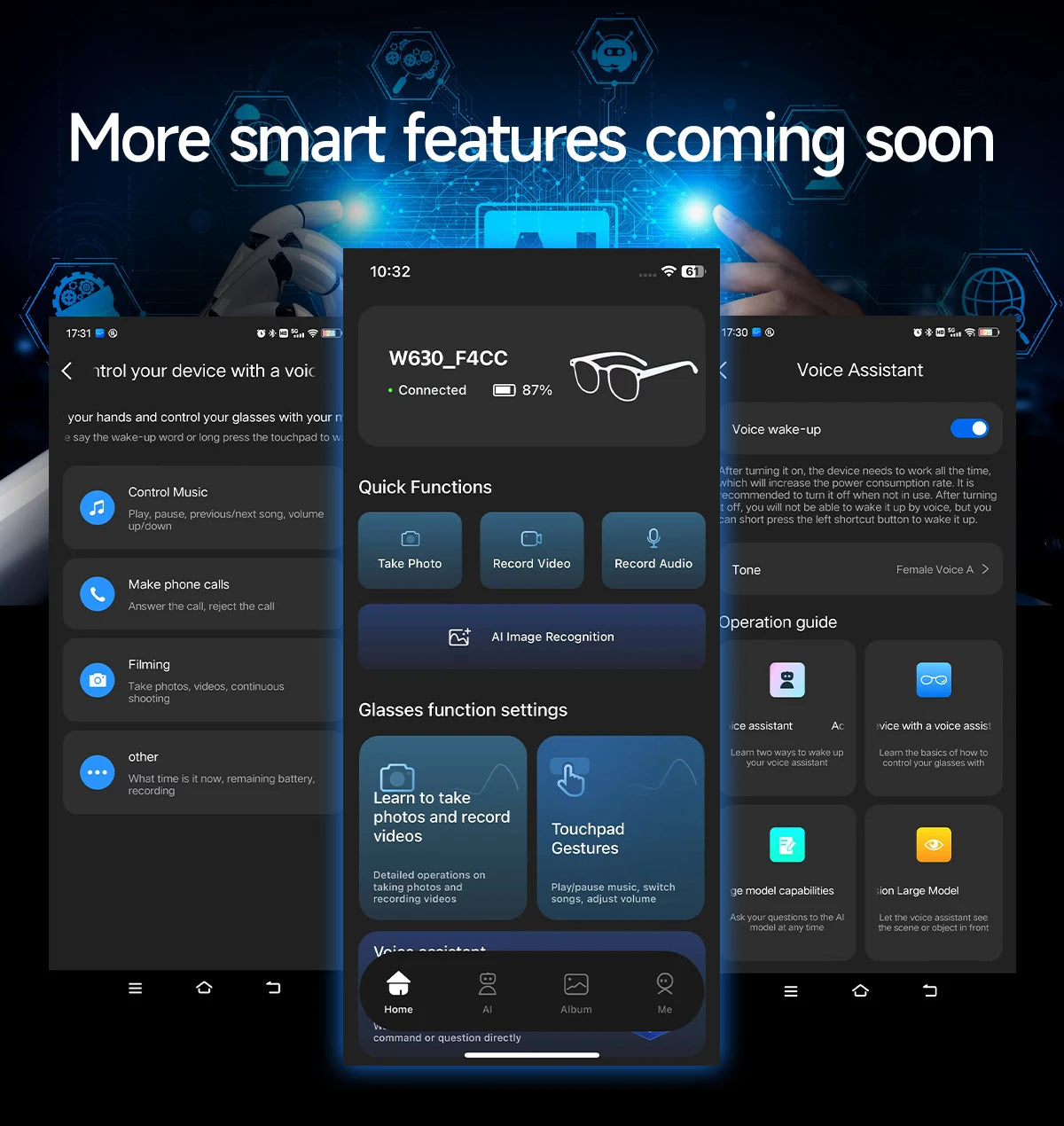 Smart AI Translation Smart Glasses Take Photos Recognizing Objects 4K Camera Bluetooth Music Call Intelligent Recording Glasses
