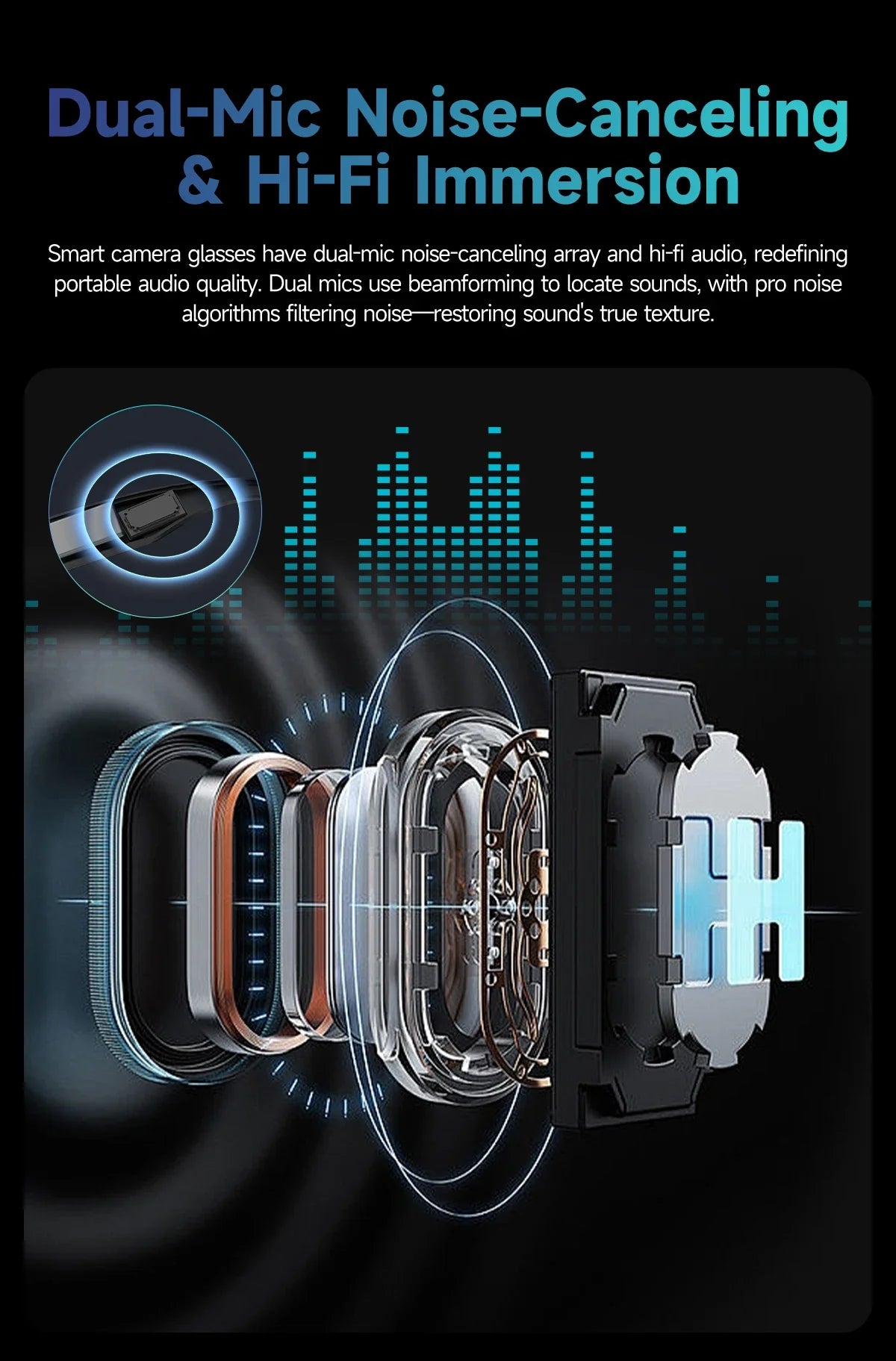 Smart AI Translation Smart Glasses Take Photos Recognizing Objects 4K Camera Bluetooth Music Call Intelligent Recording Glasses