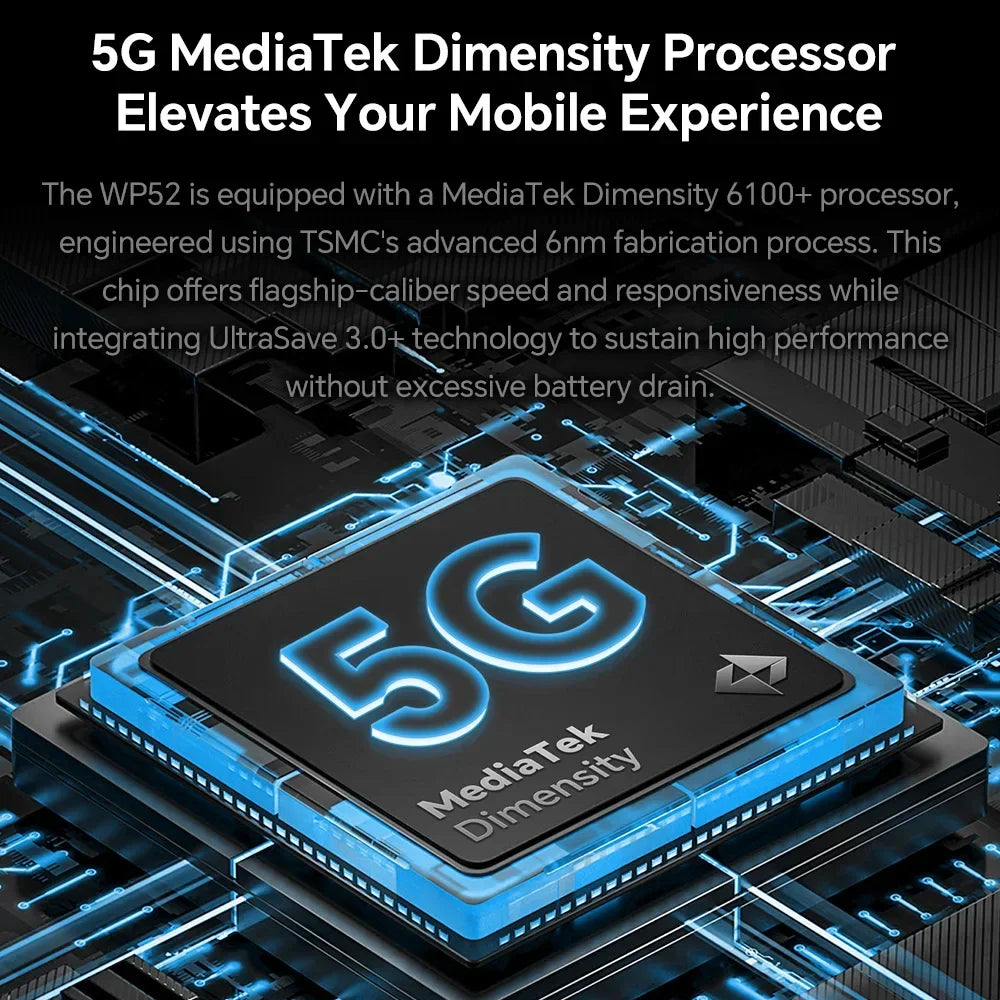 Oukitel WP52 5G Rugged Smartphone Android14 16GB+256GB 6500mAh Mobile Phone 48MP NFC Cell Phone