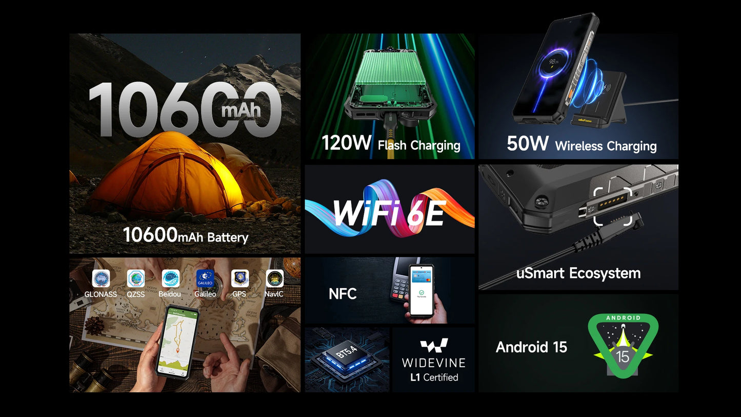 Ulefone Armor 28 Pro 5G AI Rugged Phone 512GB ROM Smartphone 120W MTK Dimensity 7300 10600mAh 6.67”AMOLED 64MP Mobile phone