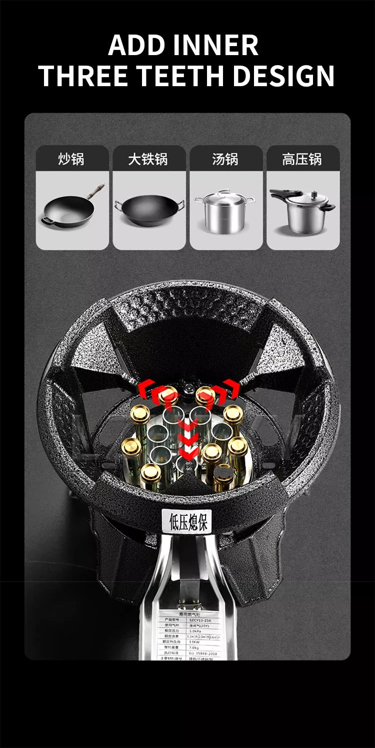 Low-pressure Fierce Fire Gas Stove Commercial Single-hole Liquefied Gas Burner for Hotel Restaurant Energy-saving Gas Cooktop