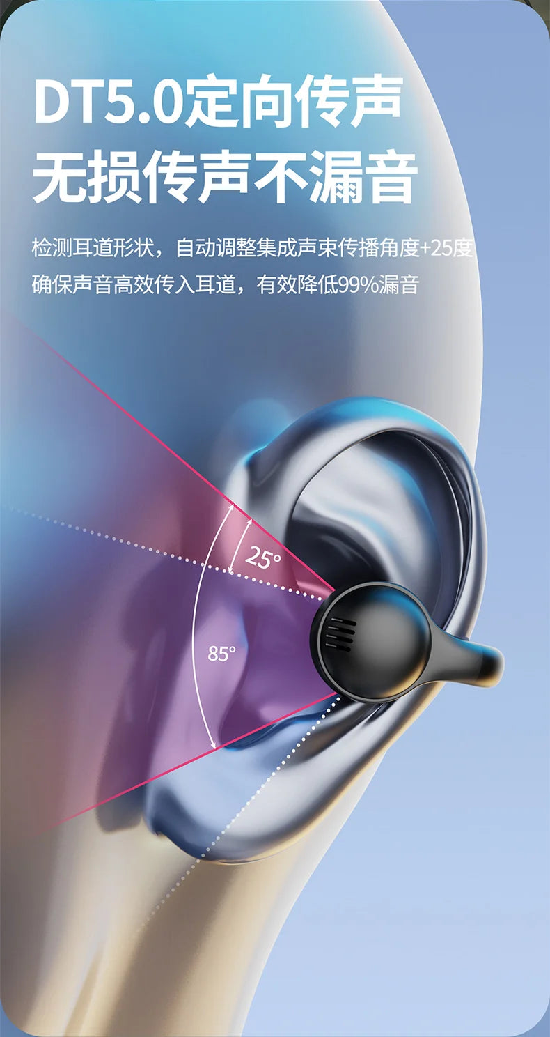 Wireless Headphones Bluetooth Headset With Mic Handsfree Noise Canceling Earphones Clip Ear Music Sports Gaming Earplug