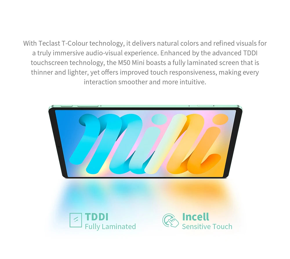 Teclast M50 Mini Tablet 8.7" 90Hz Screen 4GB RAM 128GB ROM Unisoc T606 Octa-core 5100mAh Battery Android 15 Tab Wifi5 Metal Body