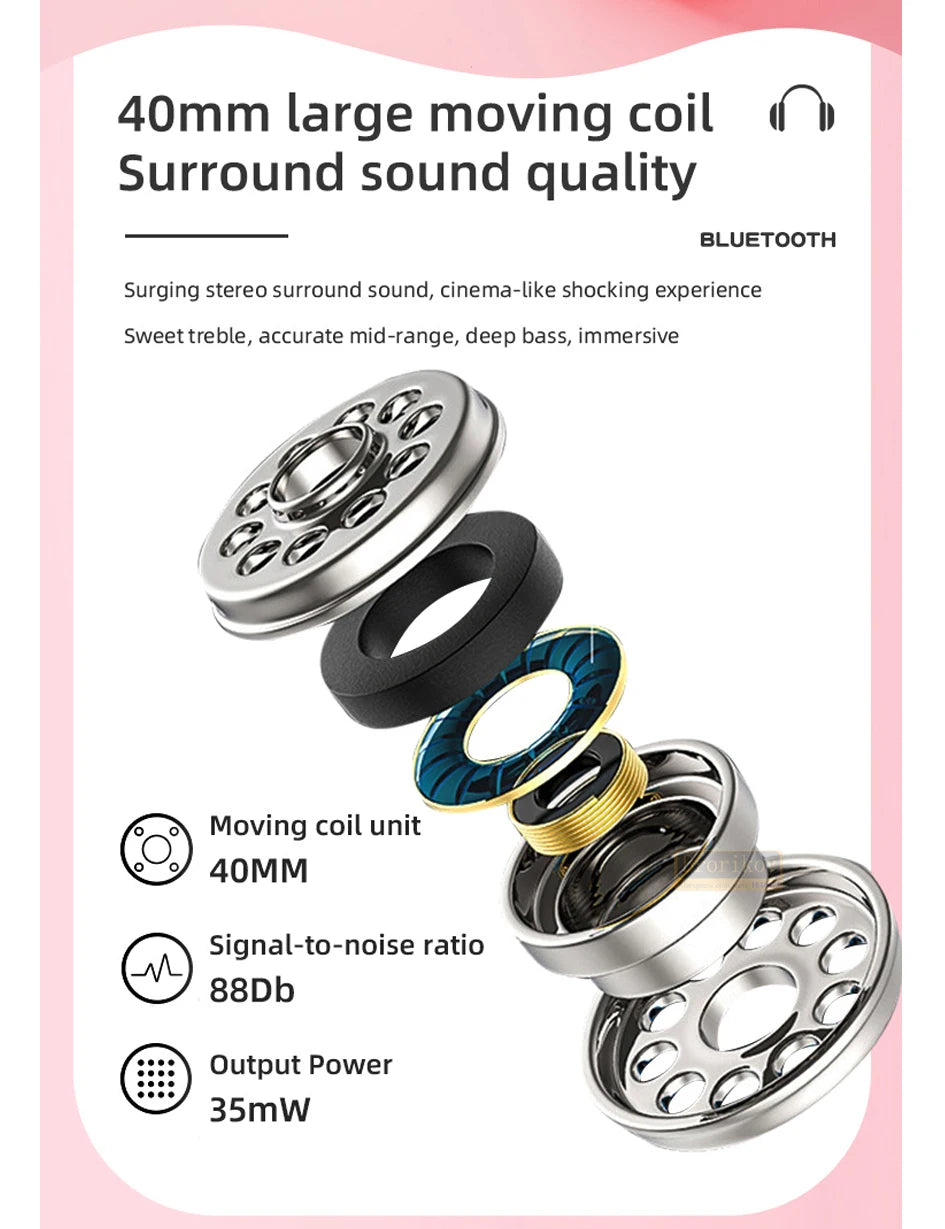 Kids Headphones Wireless Bluetooth Earphones Stereo Foldable Helmets Gaming Headsets Over-ear Headphones for Android ios Music