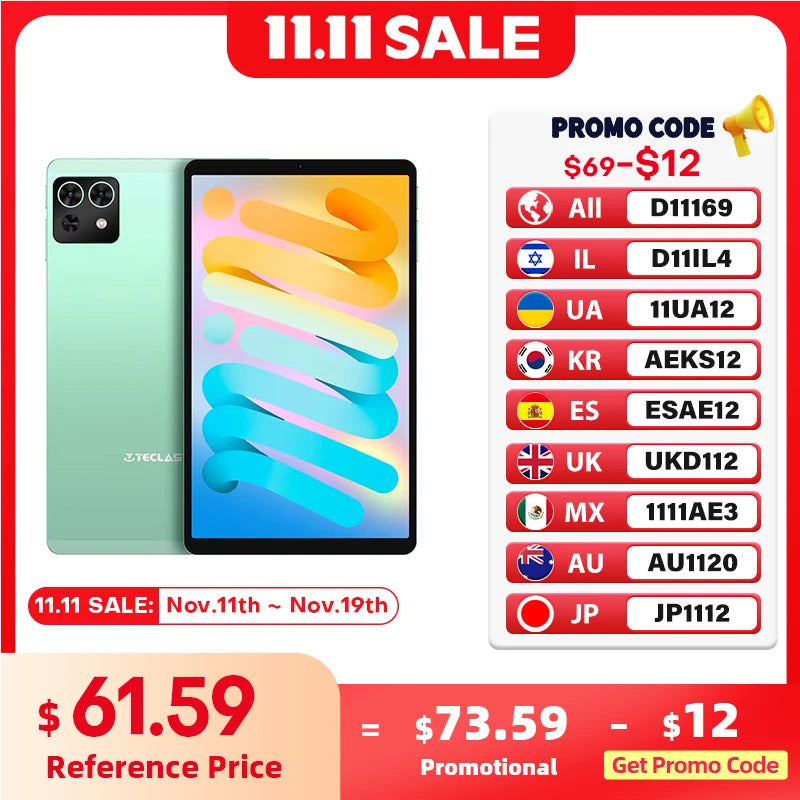 Teclast M50 Mini Tablet 8.7" 90Hz Screen 4GB RAM 128GB ROM Unisoc T606 Octa-core 5100mAh Battery Android 15 Tab Wifi5 Metal Body