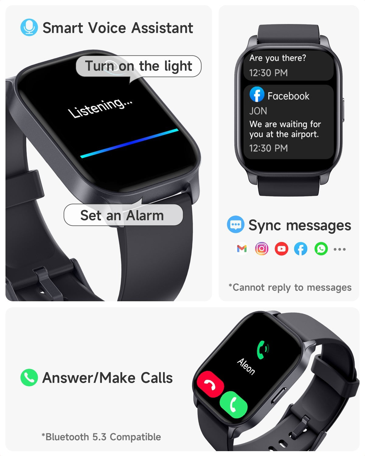 TOOBUR Smart Watch For Men/Women, Waterproof Smartwatch Bluetooth IP68 Waterproo