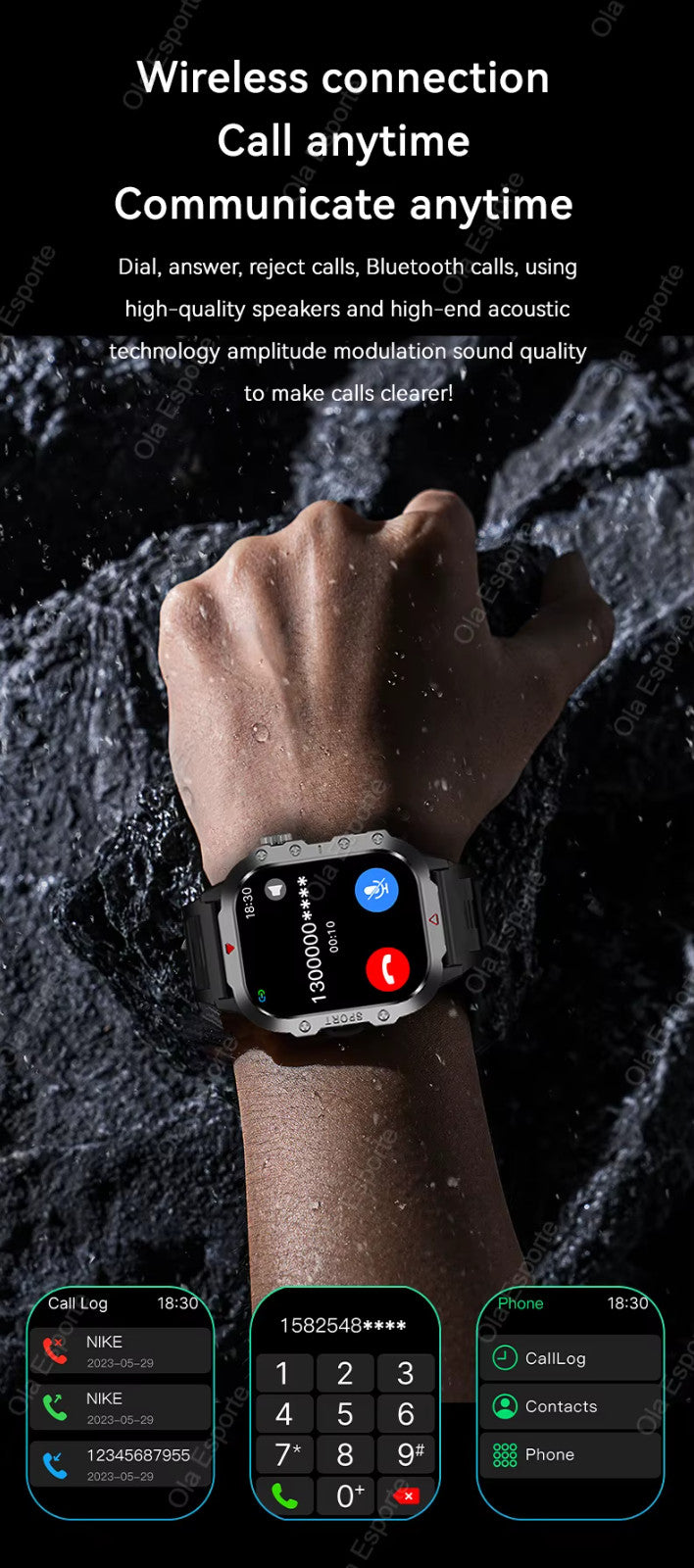 Military Rugged Smart Watch For Men (Call Receive/Dial) Tactical Fitness Tracker