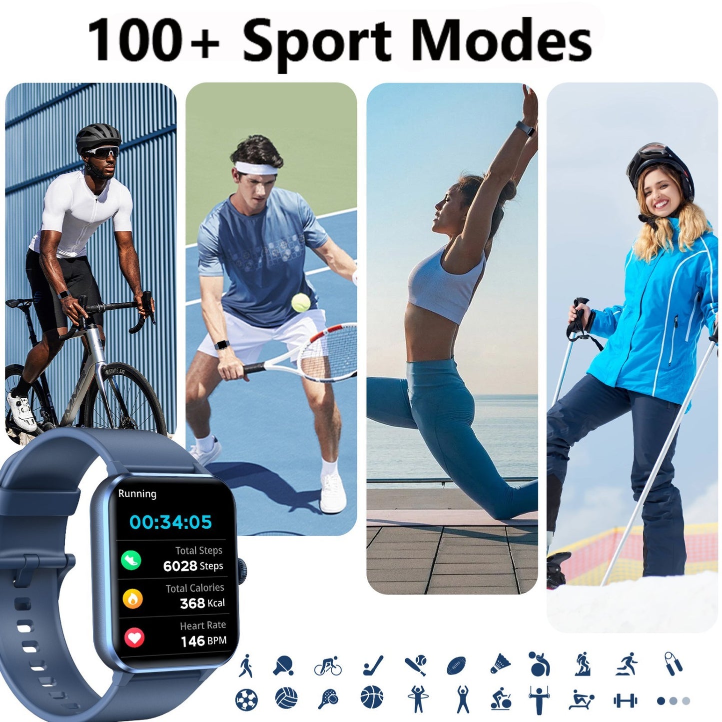 Smart Watch Men/Women, Waterproof Smartwatch Bluetooth Call For iPhone Samsung