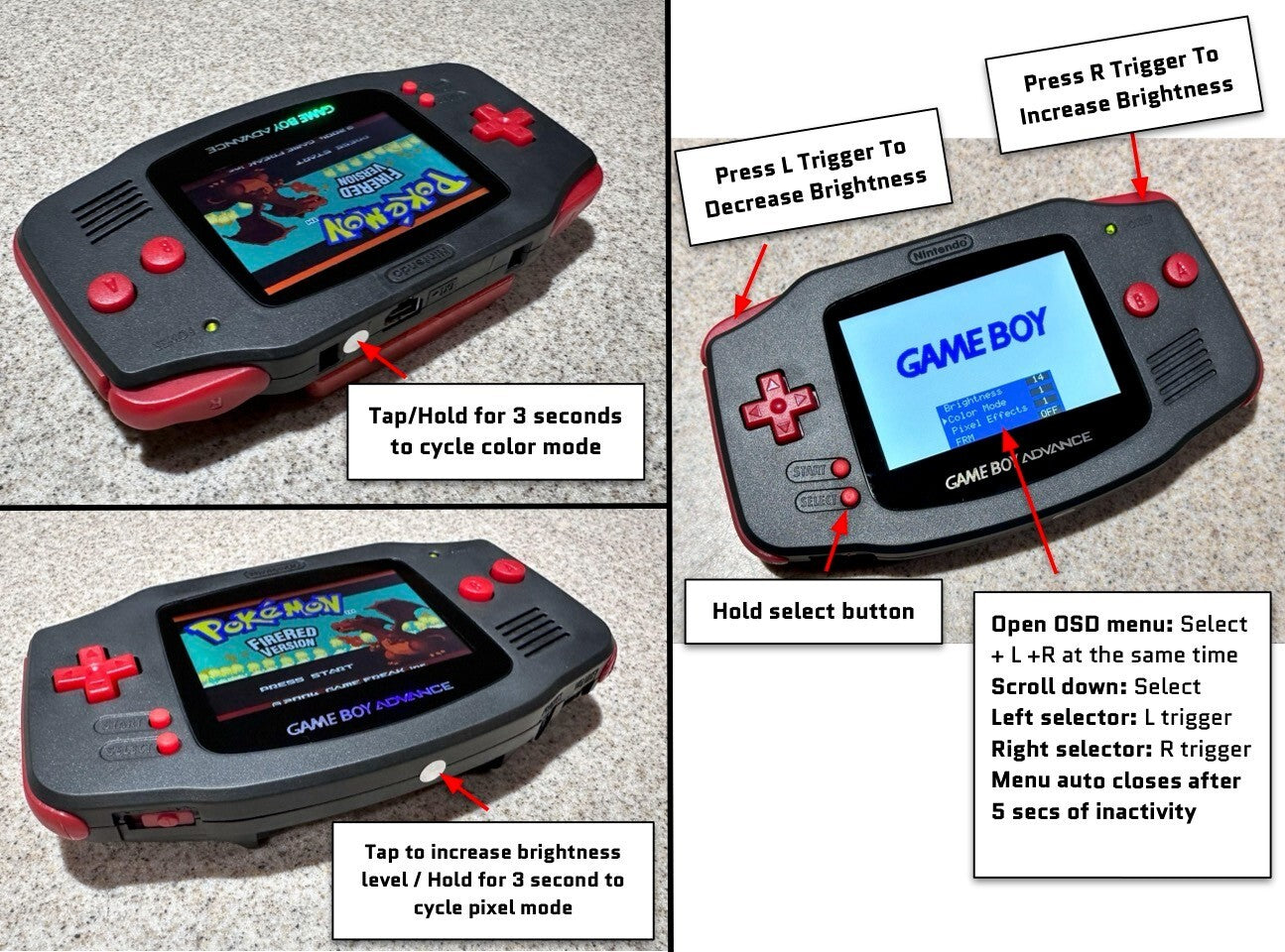 Nintendo Game Boy Advance GBA Backlight V5 IPS LCD System PICK YOUR COLOR