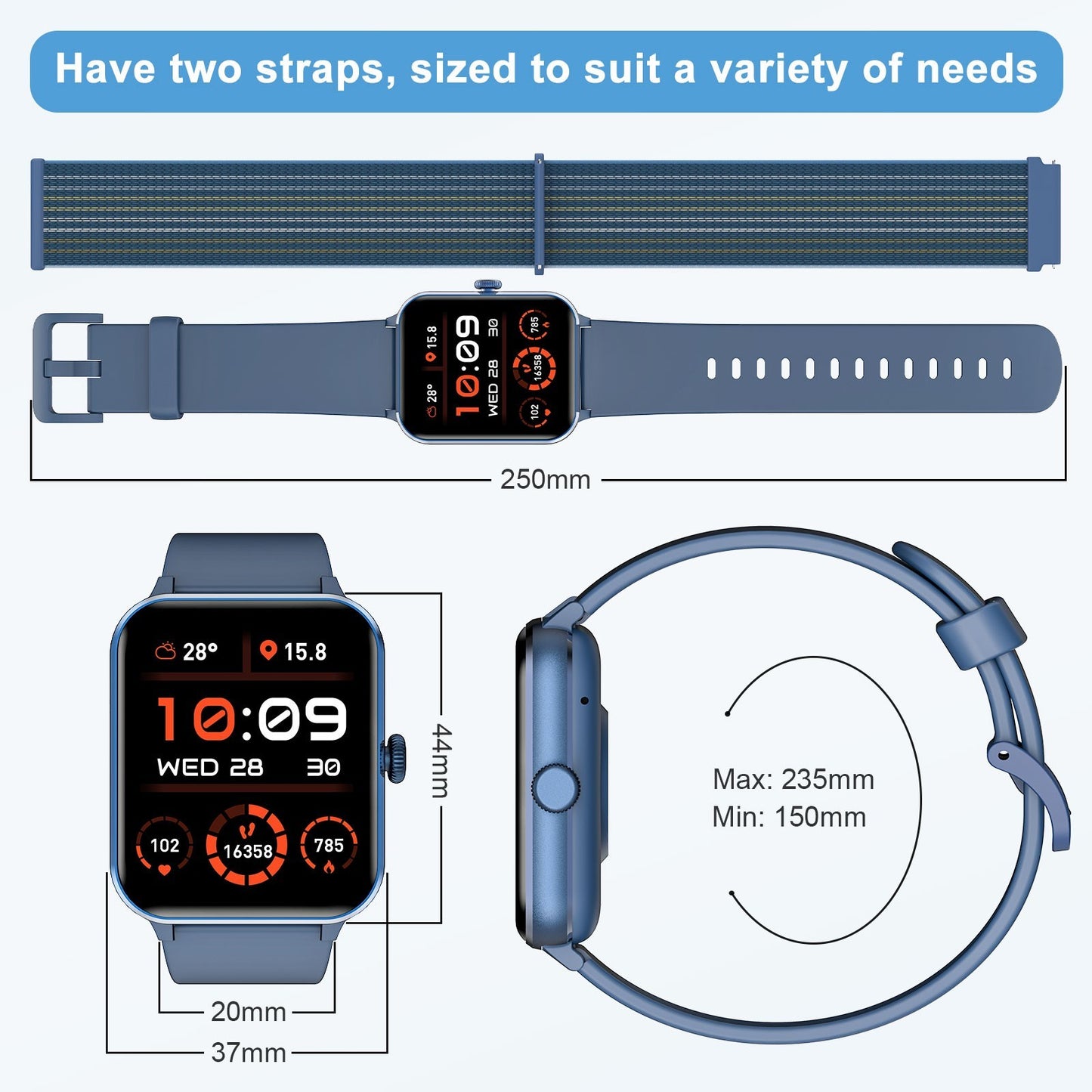 Smart Watch Men/Women, Waterproof Smartwatch Bluetooth Call For iPhone Samsung