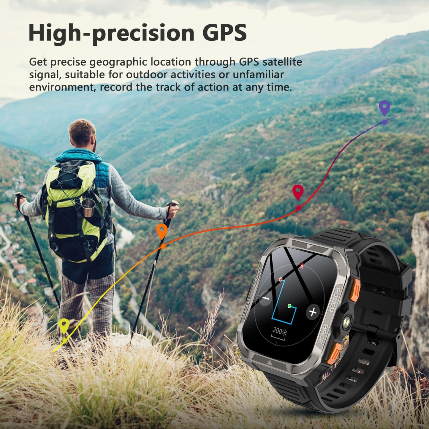 Blackview W80PRO Rugged Smart Watch Men, GPS Position Smartwatch ,AI Translation