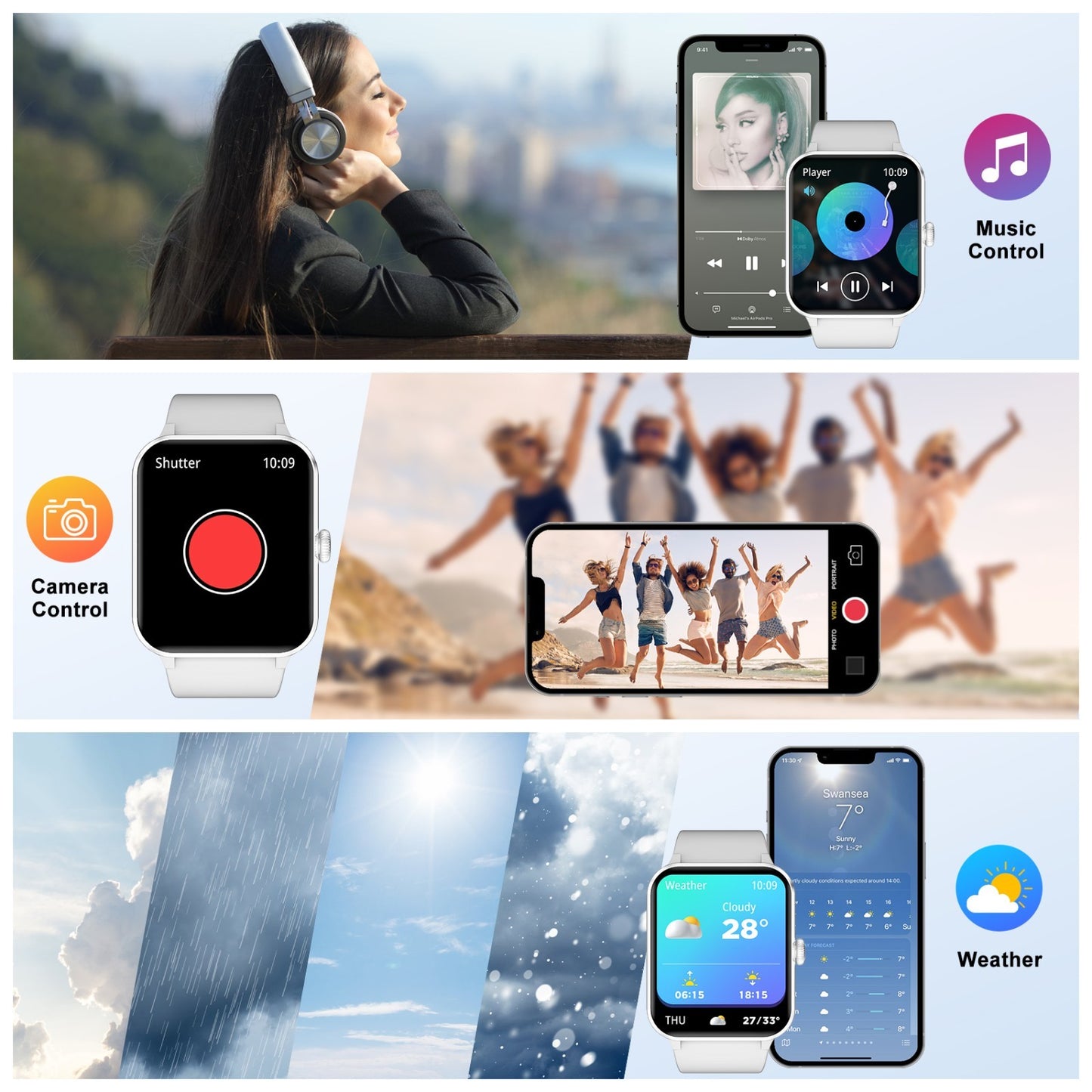2026 Smart Watch For Men/Women, Waterproof Smartwatch Bluetooth iPhone Samsung