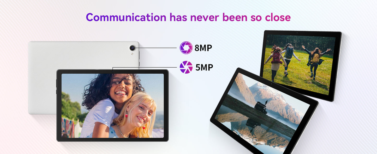 URAO 10 Inch Tablet Android 14 8GB(3+5 Expand) RAM 64GB ROM 1TB Expand 1280x800 IPS Screen 5000MAH Battery Dual Cameras WiFi 6