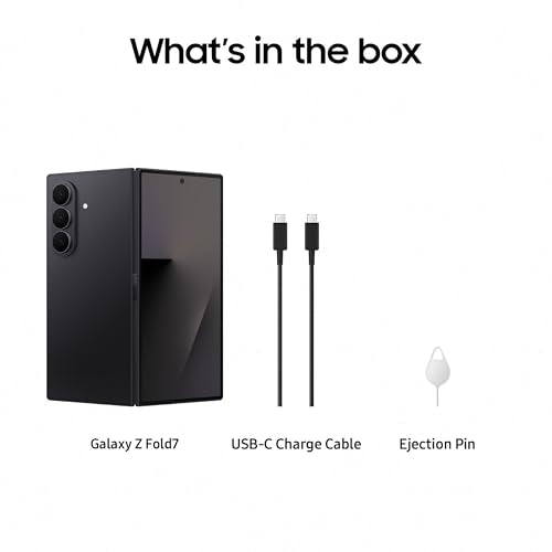 Samsung Galaxy Z Fold7 Cell Phone, 512GB AI Smartphone, Unlocked Android, AI Photo Edits, Large Screen, Long Battery Life, 2025, US 1 Yr Manufacturer Warranty, JetBlack